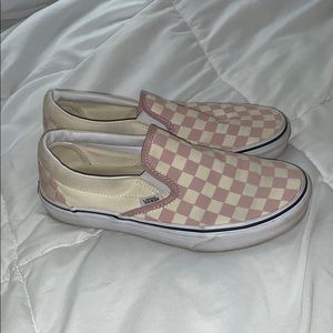 Pink and white checkered vans